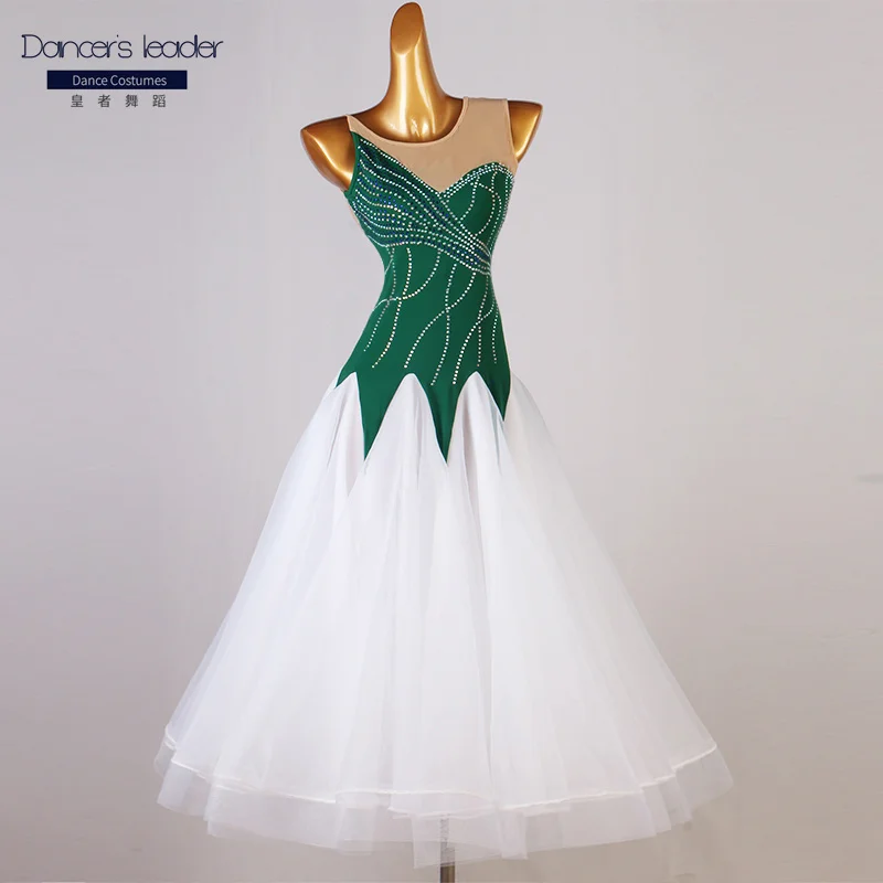 

High-end Custom Modern Dance Sleeveless Big Swing Skirt Female Adult Ballroom Competition Performance Costume