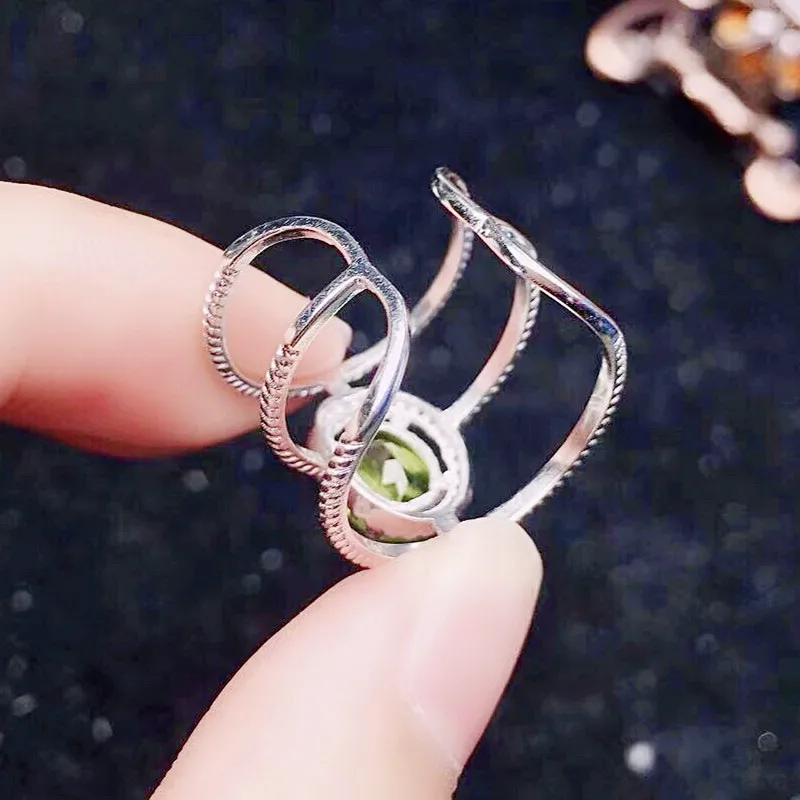 Натуральный настоящий Зеленый Перидот регулируемое большое кольцо 2 карата