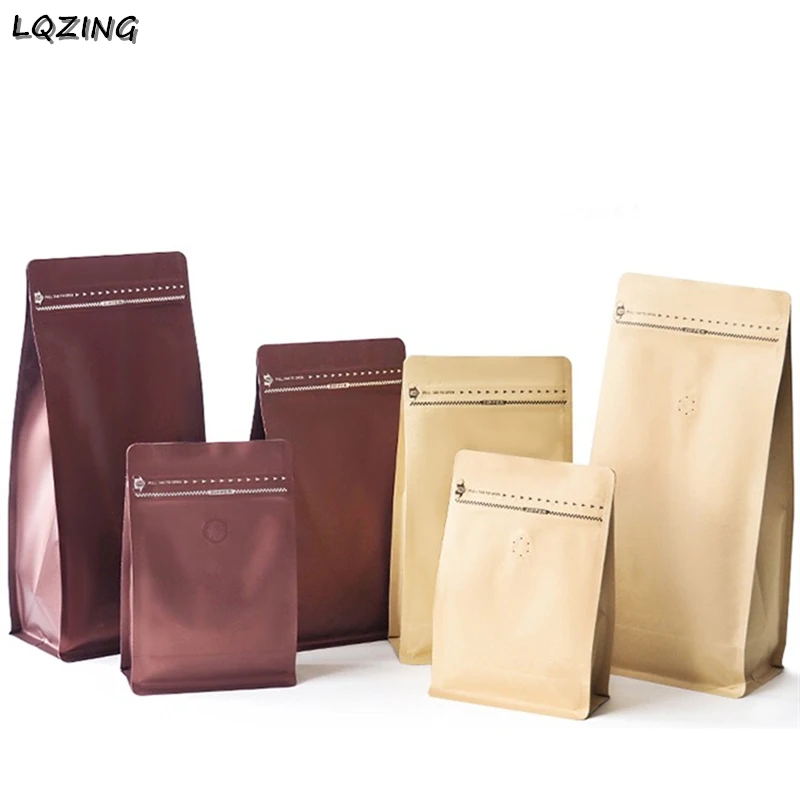 

Big Capacity 0.5/1/2 pound Foil Bag Reusable Ziplock Bags With Valve Stand Up Coffee Bean Pouches Kitchen Kraft Tea Storage Bag