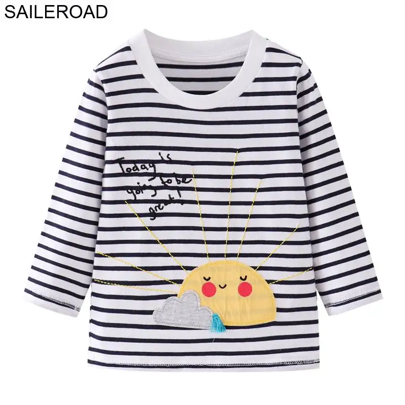 5446 same picture SAILEROAD 2-7Years Baby Kids Girl с длинным рукавом футболки Новая весна осень хлопок милый малыш детская одежда для девочек - Цвет: 5446 same picture
