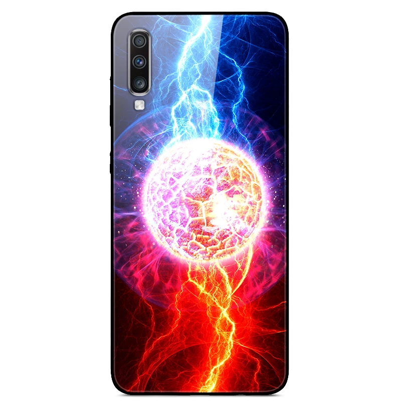 Роскошный стеклянный чехол для samsung Galaxy A70, чехол A 70, чехол на заднюю панель для samsung A70, чехол A705F 6,", ТПУ Рамка, бампер
