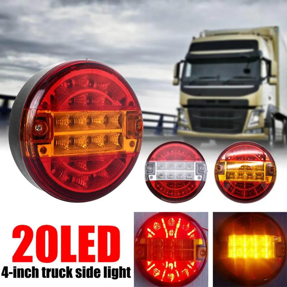 1Pc 20LED Truck Tail Light Rear Brake Stop Turn Signal Lamp Round Hamburger Bulb Fit Car Lorry Van Trailer 12V-24V | Автомобили и