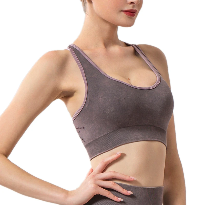 Женский противоударный бесшовный спортивный бюстгальтер для тренажерного зала