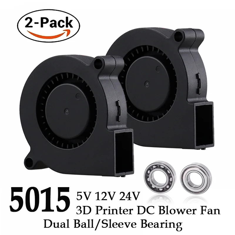 2pcs gdstime 5015 50mm dc 24v 12v 5v 2pin ballsleeve bearing brushless cooling turbine blower fan 50mm x 15mm blower cooler fan free global shipping
