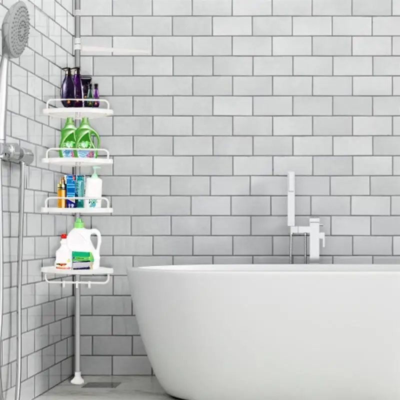 

Overseas Stock!!! 4-layer Stainless Steel Bathroom Triangle Shelf Punch-Free Bathroom Home Corner Shelf Organizer HWC