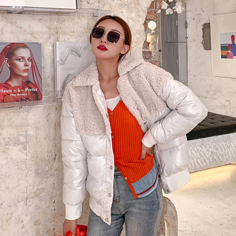 Спортивная зимняя куртка Женская парка пуховое хлопковое пальто с мехом размер