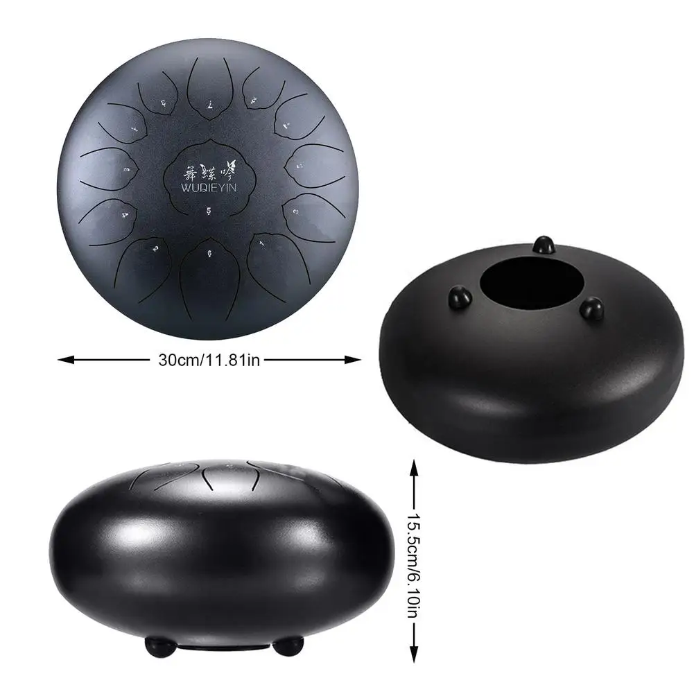

12 Inch 13 Tone Steel Tongue Drum Kit Tune C Percussion Hand Pan Drum With Padded Drum Bag & Mallets Musical Instruments