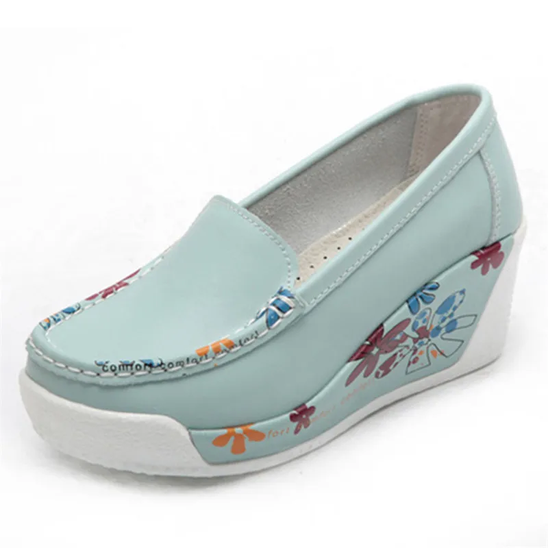 

Summer Women's Platform Casual Shoes Korean Designer Wedges White Sneakers Lady Leisure Shoes Swing mother Flats Moccasins Girls