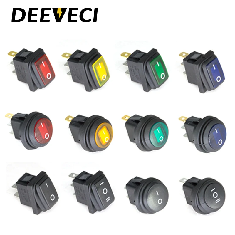 Водонепроницаемый мини-тумблер KCD1 12 В 220 светодиодсветильник фиксация 3 контакта