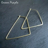 green purple 14k gold filled minimalism big triangle hoop earrings for women 925 sterling silver handmade statement fine jewelry