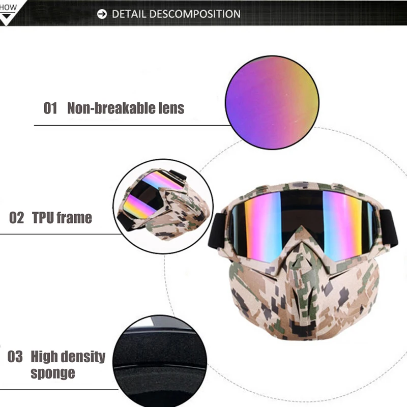 

Ski Goggles Face Mask Women Men PC Lens TPU Frame Plain Glass Windproof Eyewear Outdoor Sports Glasses Accessories