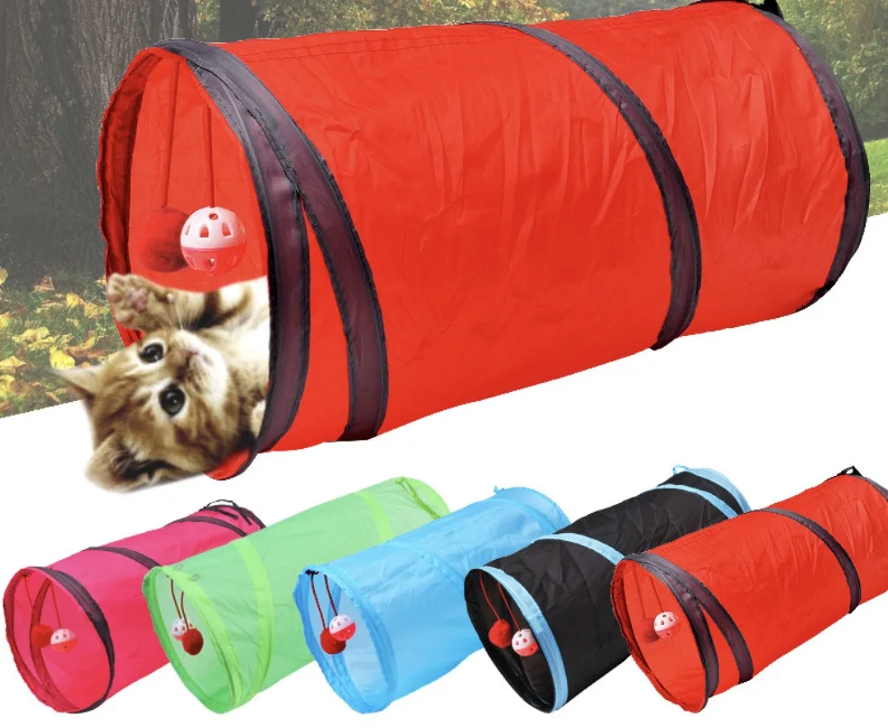 

Cat Tunnel Toys Funny Pets 2-Way Tunnel Game Tube Ball Foldable Crinkle Kitten Toy Puppy Ferret Rabbit Play Dog Tunnel Tube