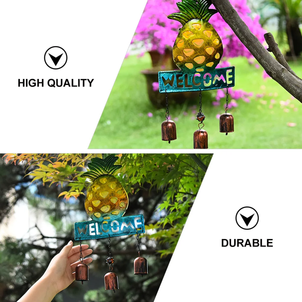 

1pc Pineapple Shape Hanging Welcome Board Outdoor Bell Wind Chime for Garden