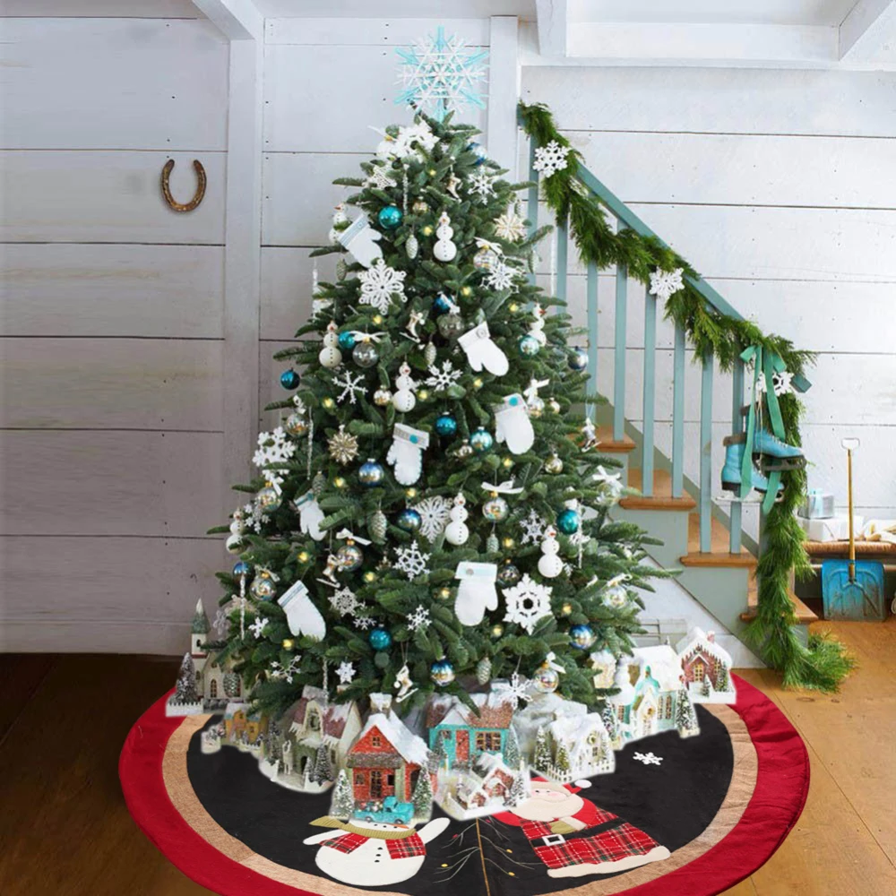 

120cm Christmas Tree Skirt Carpet Santa Claus Snowman Floor Mat Cover Merry Christmas Tree Decoration Base For Home New Year