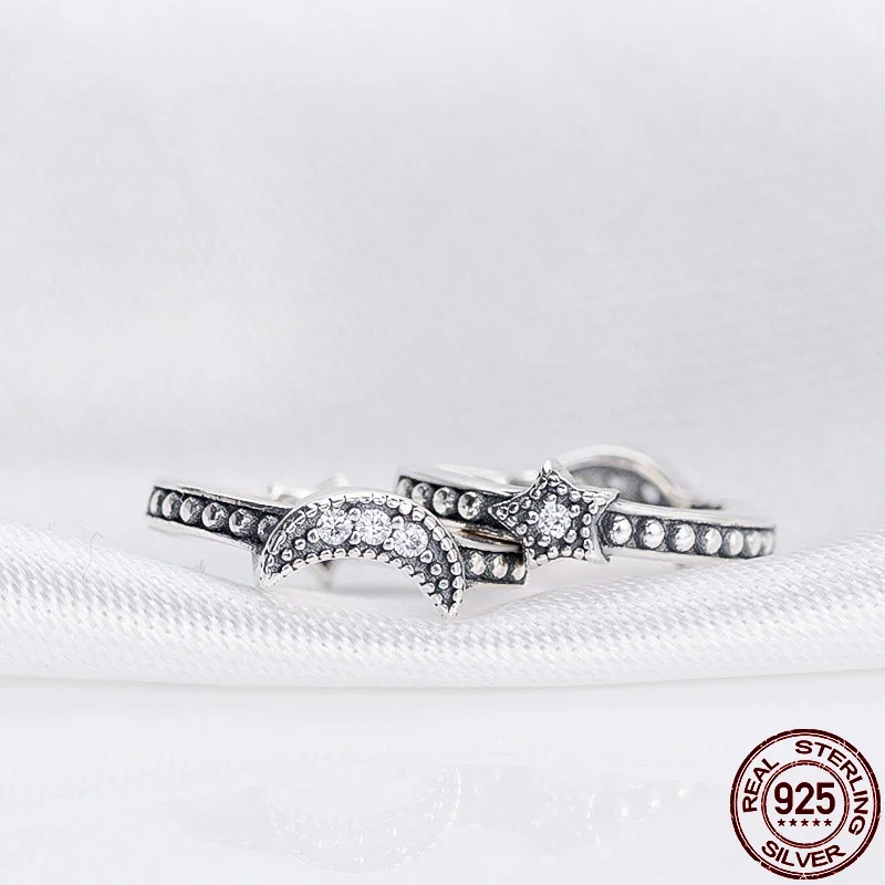 

Pendientes de Luna estrella clsicos para mujer, Plata de Ley autntica, regalo de joyera de cumpleaos, 100%