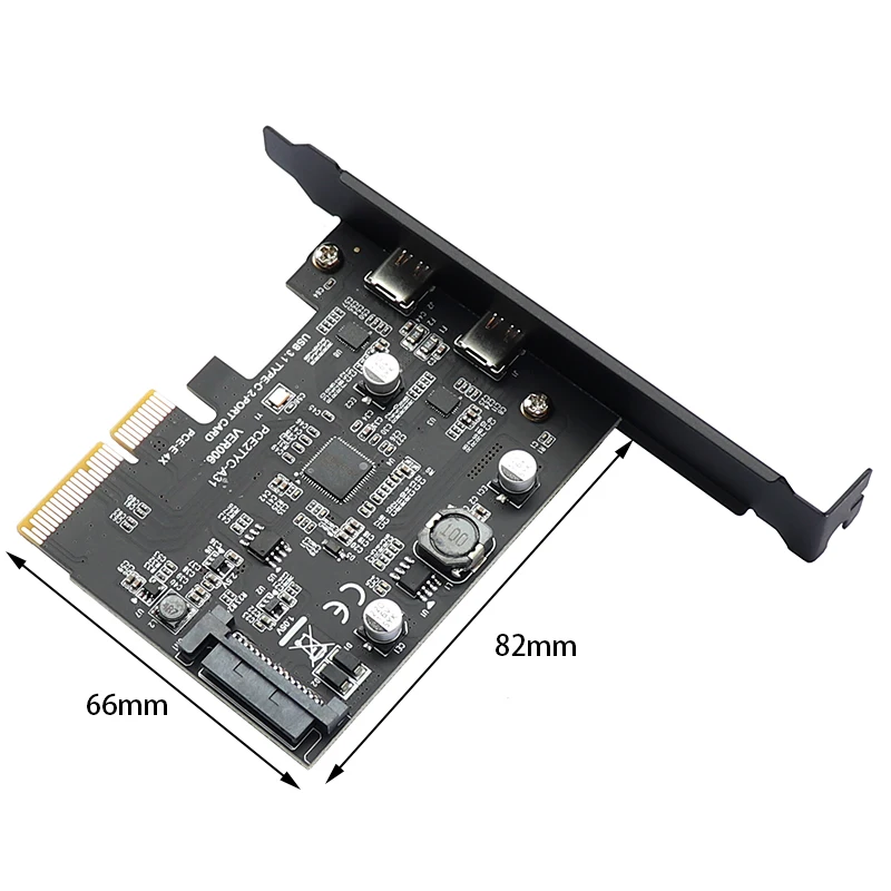 USB 3.1 PCIE Raiser Card Dual Reversible Gen 2 Type-C Ports PCI-E PCI Express X4 SATA 15Pin Connector 10Gbps Add On | Компьютеры и