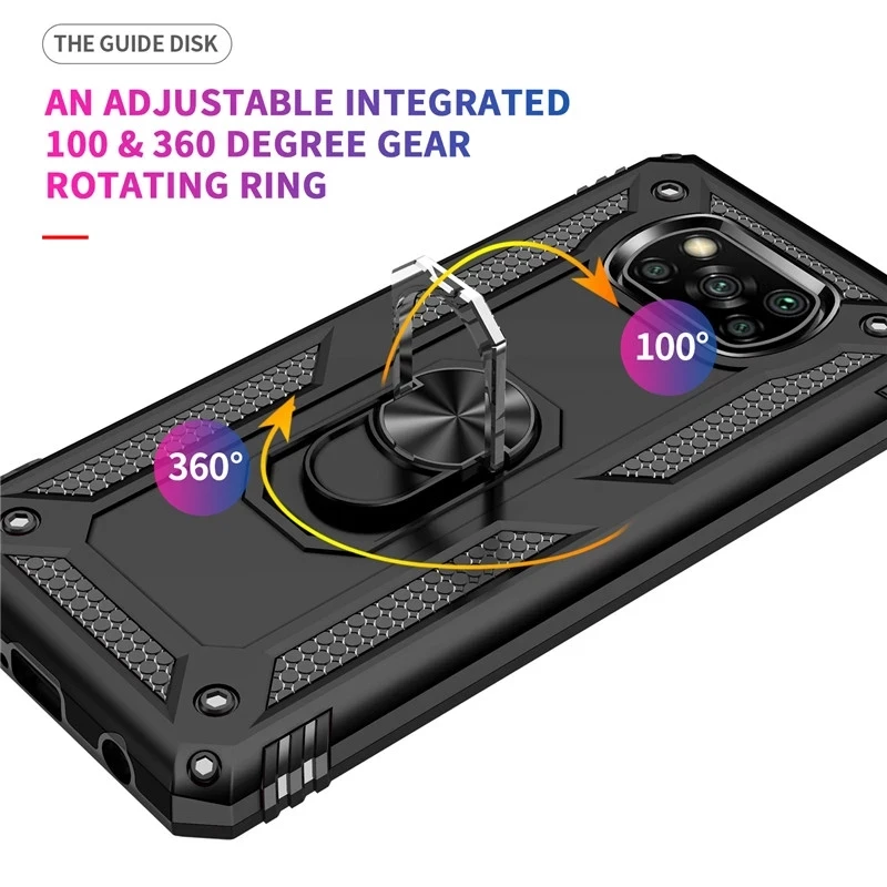 fashion rugged armor pc phone case for xiaomi pocophone poco x3 pro nfc anti fall shockproof magnetic bracket protection cover free global shipping