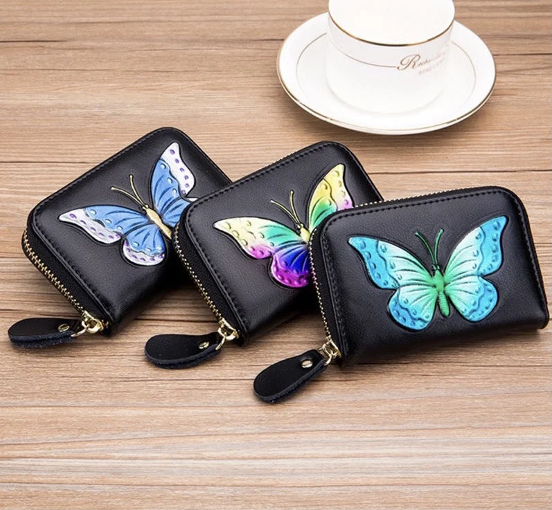 

Free Shipping high quality personalized leather ladies organ painted multi-card card holder coin bag portable storage bag