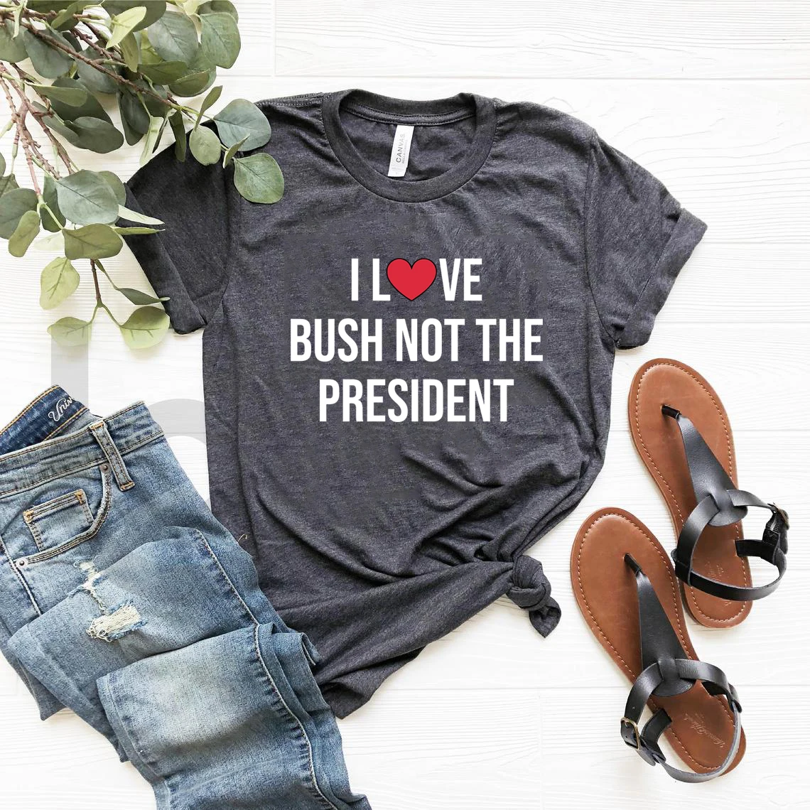 

Футболка унисекс с принтом «Я люблю Буша, не президент», летняя футболка с коротким рукавом, футболки с графическим принтом, повседневные то...