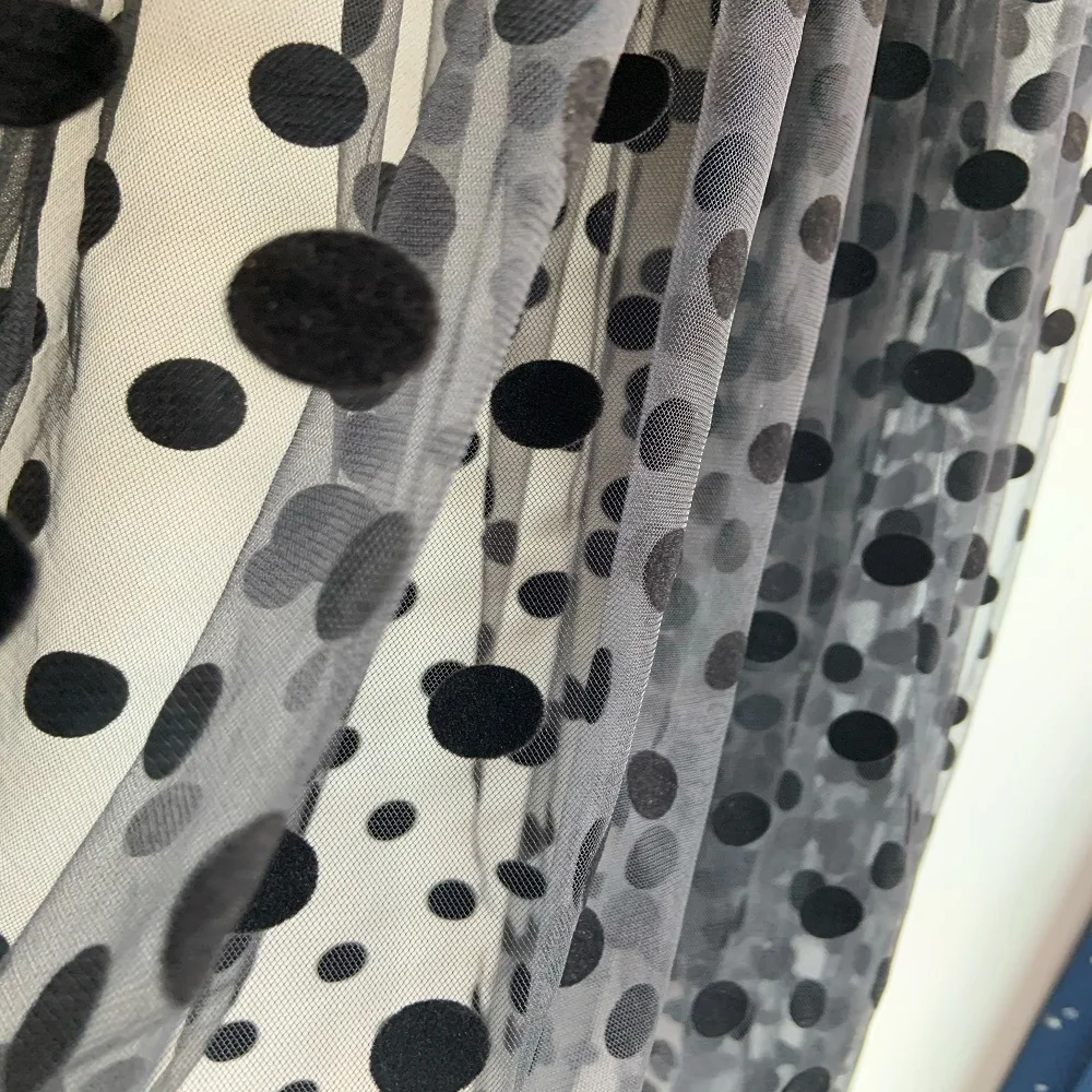 2020 Новое поступление 5 ярдов черная Тюлевая кружевная ткань в черный горошек