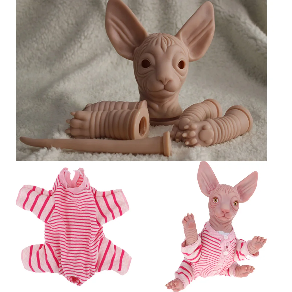 Реалистичный силиконовый реборн 18 дюймов наборы Сфинкс кошка и одежда