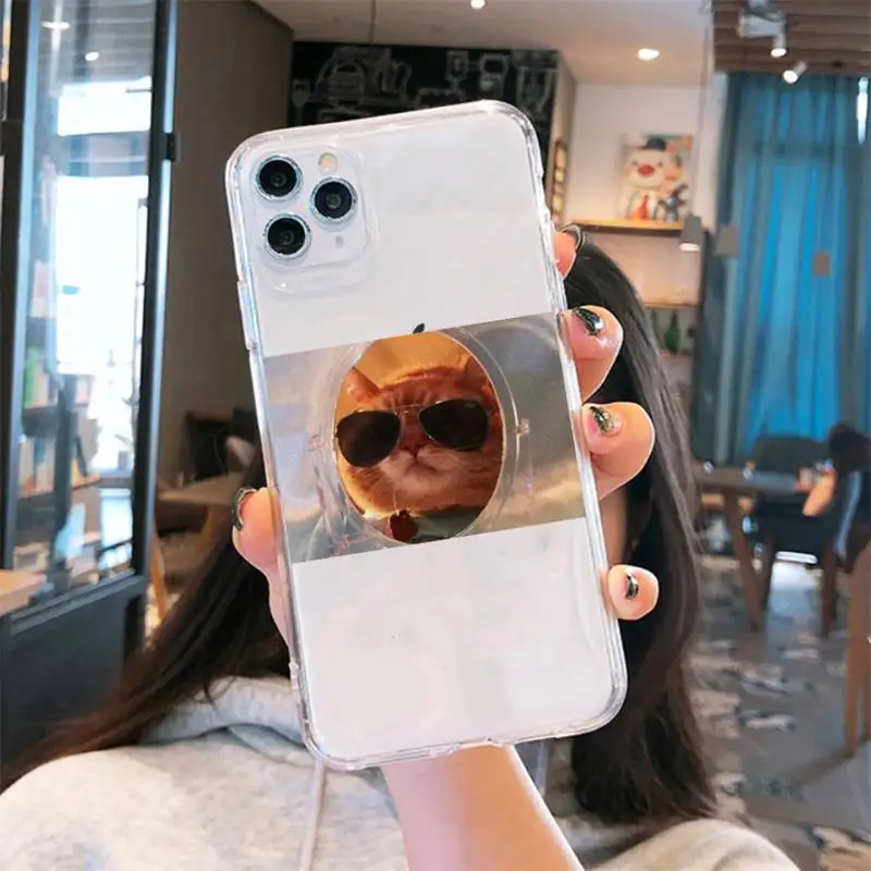 

Cute animal cat dog Phone Case Transparent for iPhone 6 7 8 11 12 s mini pro X XS XR MAX Plus