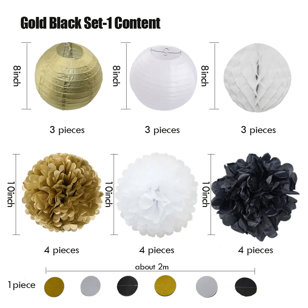 Лидер продаж 22 шт./компл. золотой черный цвет фонарь выпускной 50-й день рождения