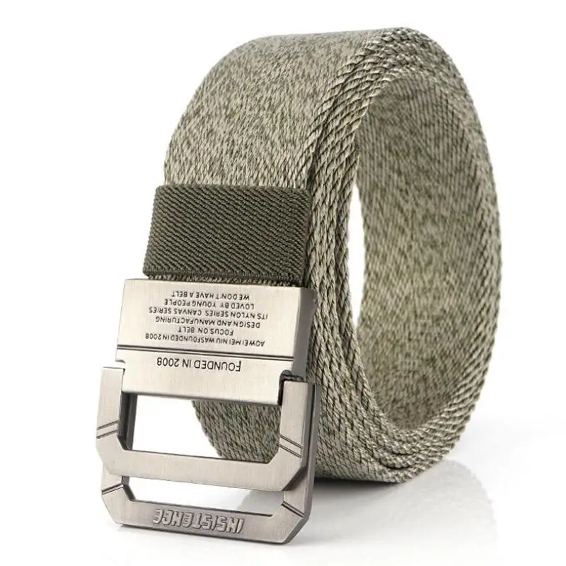 BOKADIAO холщовый ремень роскошный двойной кольцевой металлический пояс на пряжке