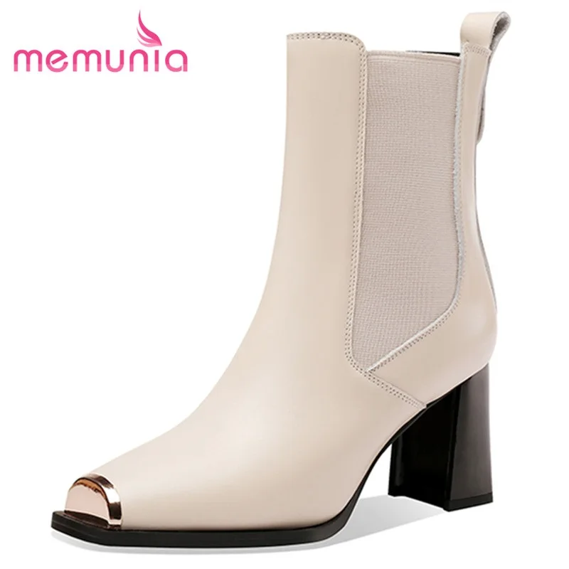 

MEMUNIA 2021 New Arrival Fashion Hot Sale Ankle Boots Comfortable Chelsea Boots Simple Women Boots Casual Genuine Leather Boots
