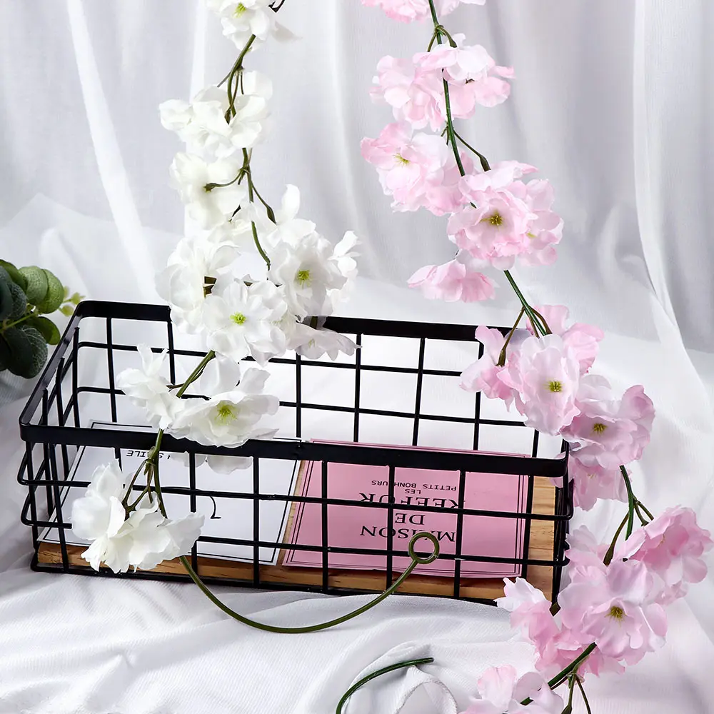 Сакура Вишневый цветок ротанга свадебное украшение арки лоза искусственные