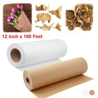 12inch 100 feet white brown drawing paper roll kraft paper roll for school kid craft activity and painting art watercolor paper