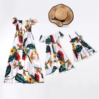 family set boat neck mother daughter macthing dresses flower mom baby mommy and me clothes irregular women girls fashion dress