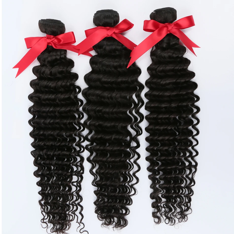 30 34 36 дюймов глубокой волны пакеты бразильских волос кудрявые человеческие расширения 1 3 4 девственные Remy Weave on.