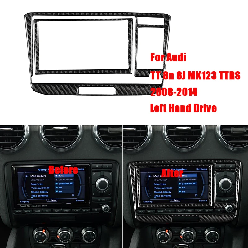 

Для Audi TT 8n 8J MK1 Mk2 Mk3 TTRS 2008-2014 Аксессуары для салона автомобиля из углеродного волокна AC CD панель автомобильные наклейки и наклейки