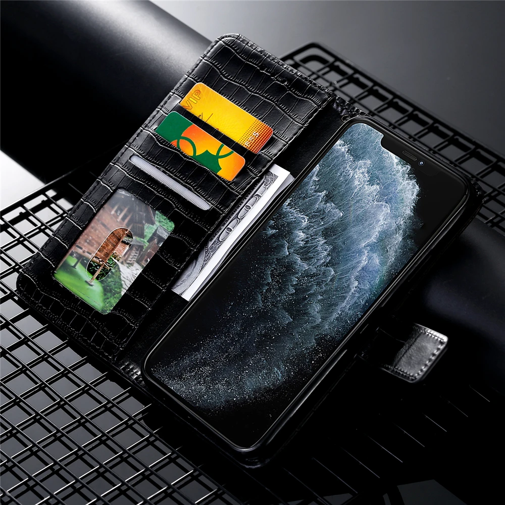 Чехол-книжка в стиле ретро из искусственной кожи крокодила для Apple iPhone 11 pro 6s 6 7 8 Plus X Xr Xs Max, чехол с отделением для карт и подставкой