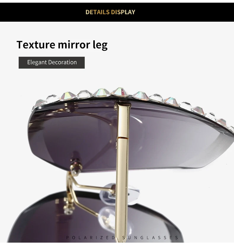 

2020 Vintage Fashion Oversized Rimless Sunglasses Women Famous Luxury Brand Design Sexy Diamond Square Sun Glasses For Female