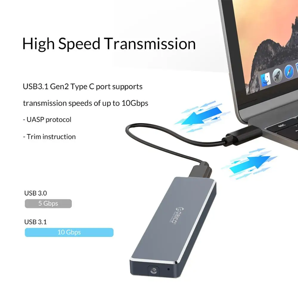Чехол для жесткого диска ORICO M.2 NVME с кабелем PCIE NGFF SATA M/B Key SSD Disk чехол s на USB Type C 3 1 |