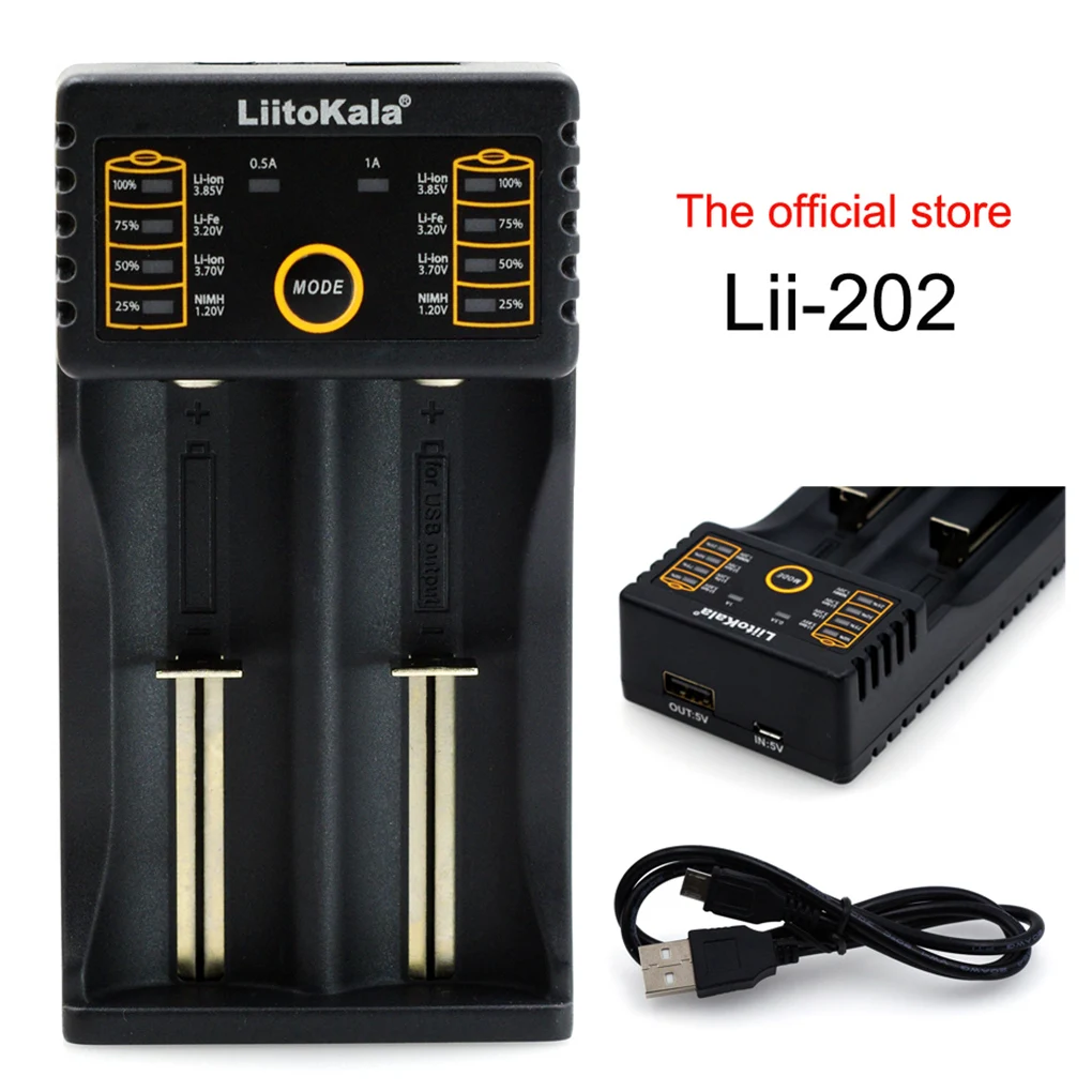 Liitokala Lii402 Lii202 Lii100 Lii-100B 18650 1,2 в 3,7 в 3,2 в AA/AAA 26650 NiMH литий-ионный аккумулятор интеллектуальное зарядное устройство 5 В 2A EU Plug
