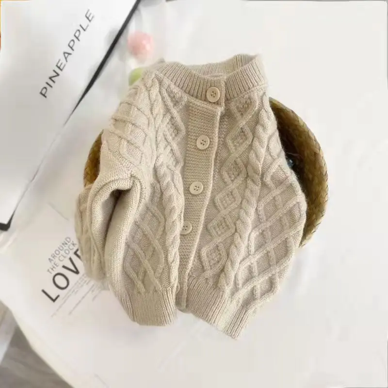 

Свитер для мальчиков и девочек, куртка, шерстяной вязаный кардиган для маленьких детей онлайн, весна и осень