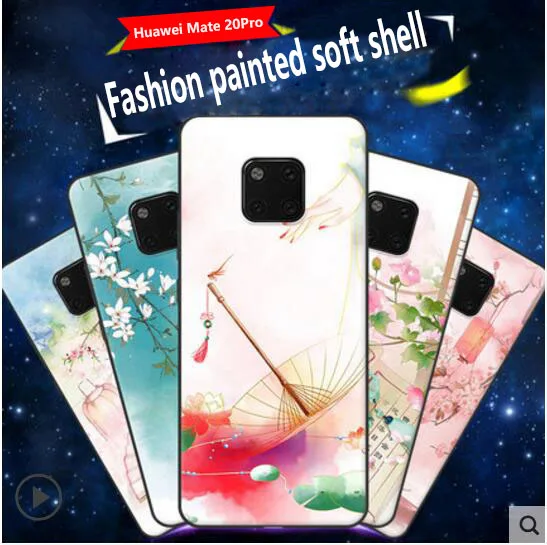 China style phone case For Huawei Mate 20 Pro vintage coloured drawing all-inclusive anti-fall scrub silicone soft shell |