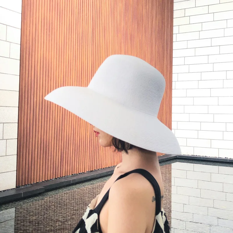 

Beach HAT Summer Straw Hat Female Big Brim French Sunscreen Hepburn Wind Sun Hat Beach Foldable Wild Hat Female Fisherman Hat