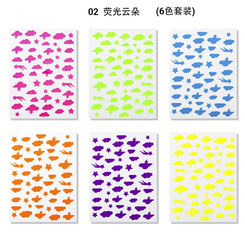(pack of 6) Fluorescent Butterfly Self-adhesive Stickers Luminous Effect 3D Bright Butterflies Nail Decals Stickers Set JS23-78