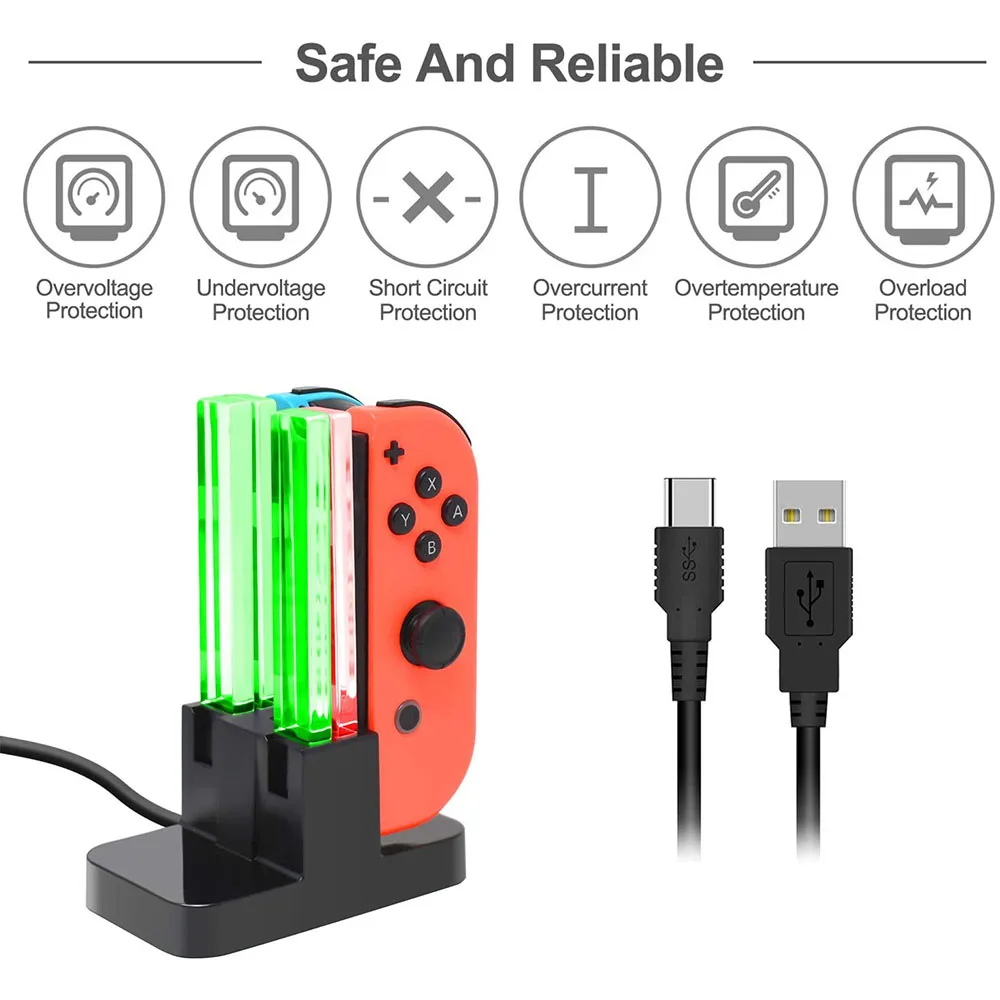 Nintend Switch 4 Controller Charger LED Indicator Charging Dock Station for Nitendo Nintendoswitch NS OLED Accessories | Электроника