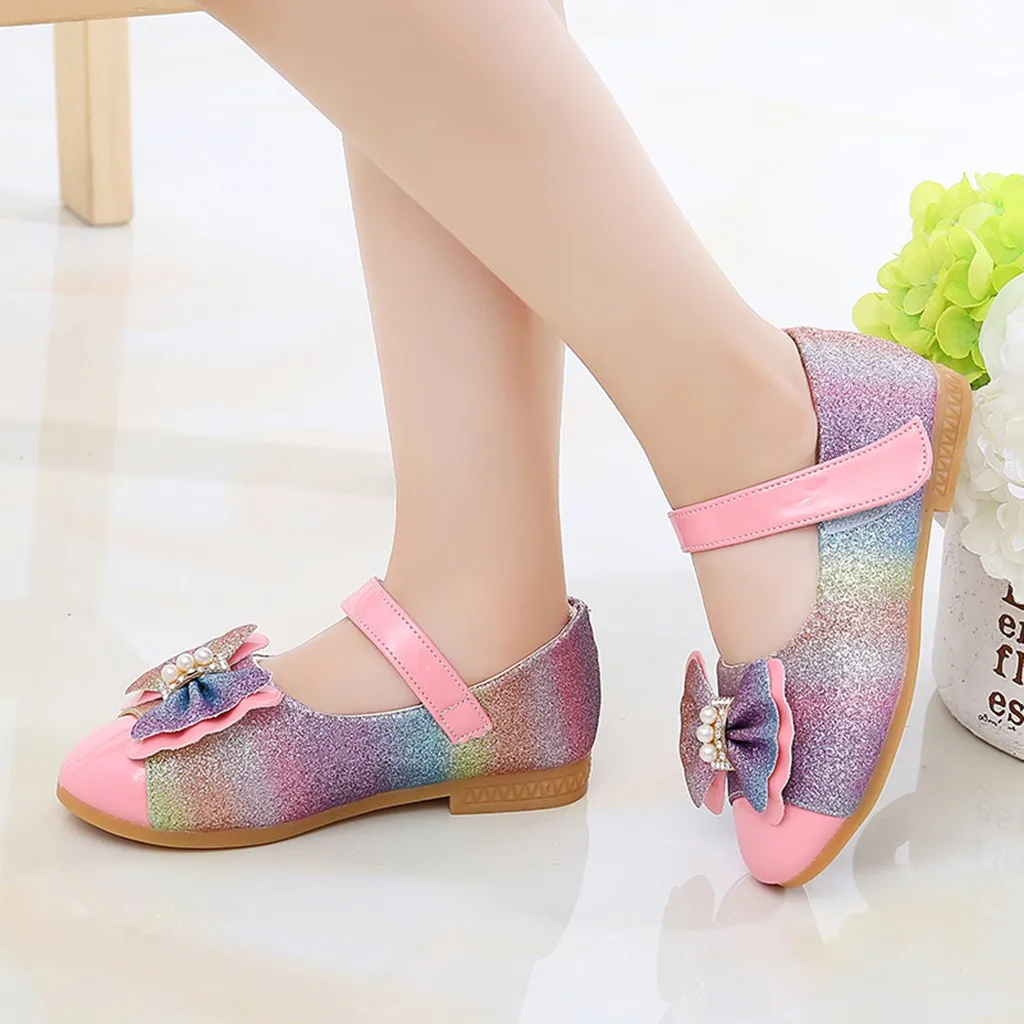 Kids Shoes For Girls Shoes Children Kids Casuals Shoe Baby Girl Pearl Bowknot Bling Single Princess Casual Shoes Zapatillas Nino