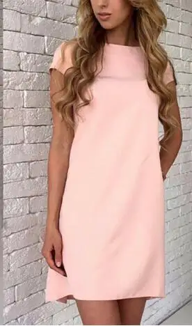 

Платье-мини женское, с коротким рукавом, с круглым вырезом