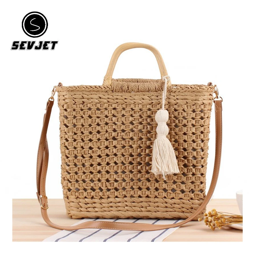 Соломенные летние сумки ручной работы пляжная сумка из рафии и ротанга плетеные
