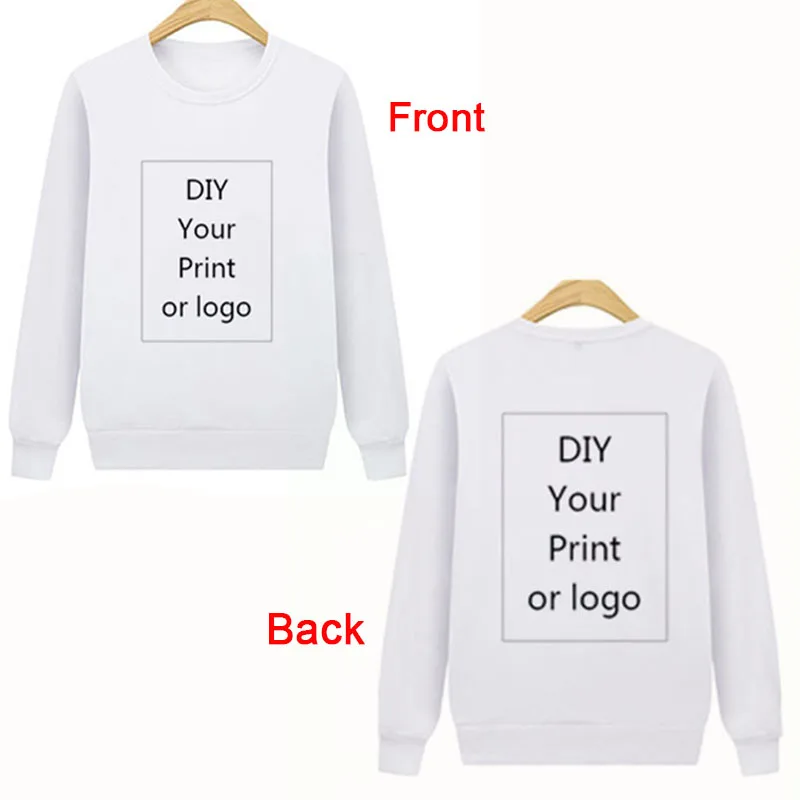 Front and back print Мужская толстовка с принтом по индивидуальному заказу, пуловер для женщин и детей, повседневная спортивная одежда для родителей и детей на весну и осень, сделай сам, как фото или логотип - Цвет: Front and back print