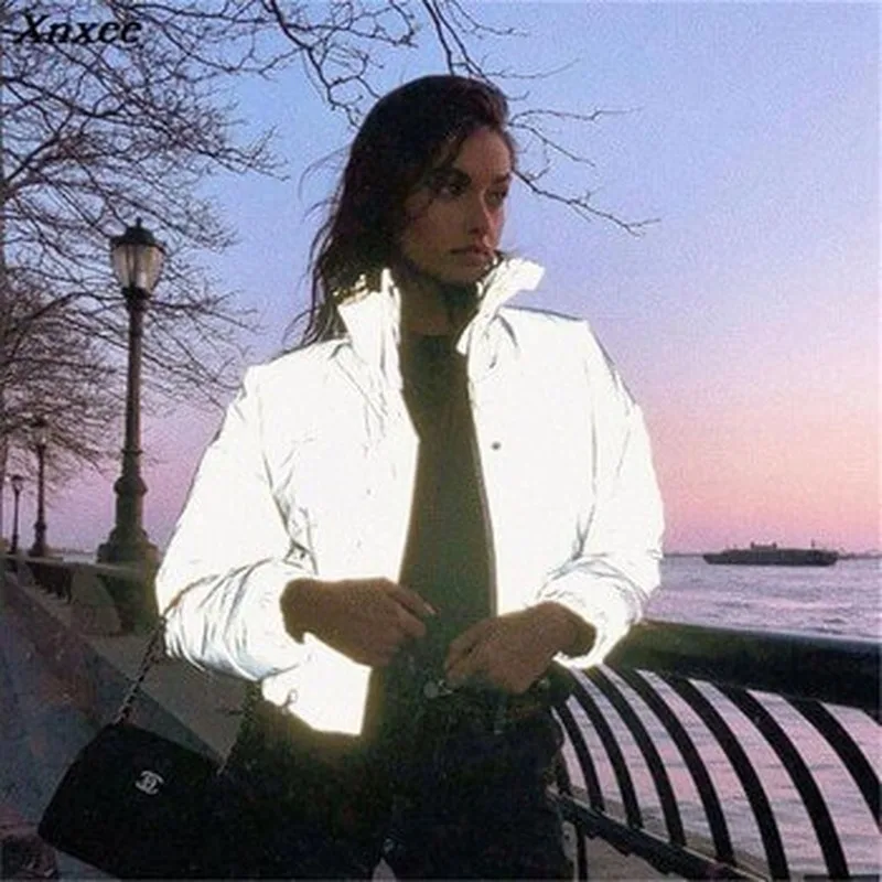 Женская Светоотражающая куртка-пузырь FORERUN зимняя куртка-пуховик с