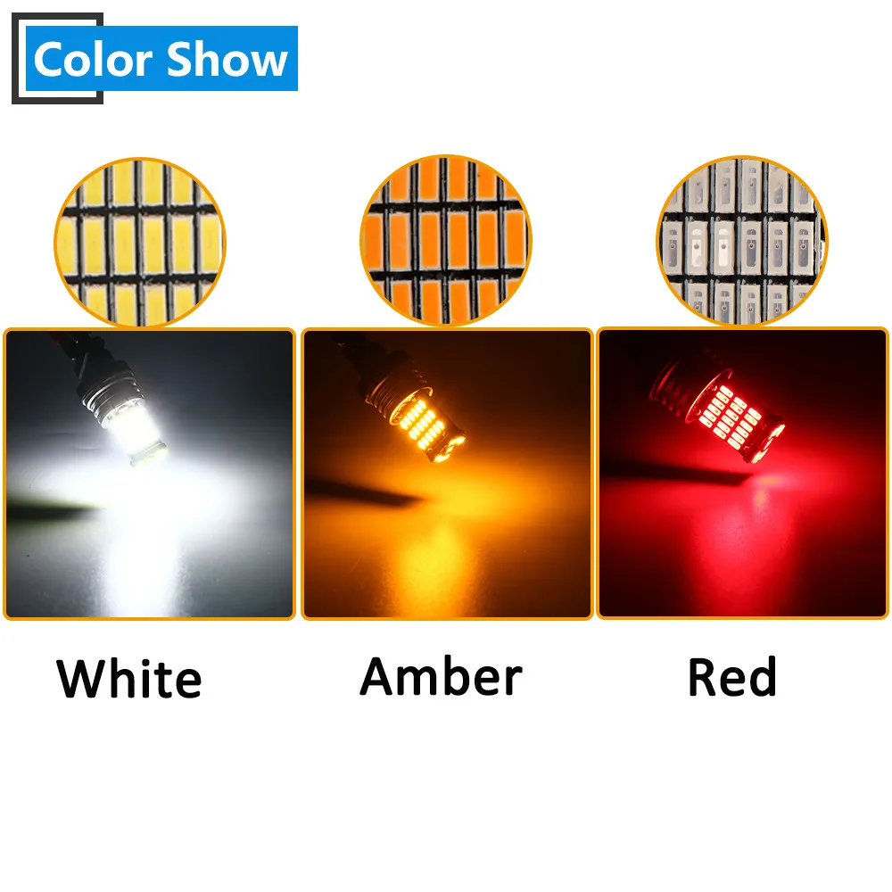 2 шт. Canbus DC12V P21W 1156 BA15S 1157 BAY15D 4014 45 SMD Янтарный Красный Белый Автомобильный