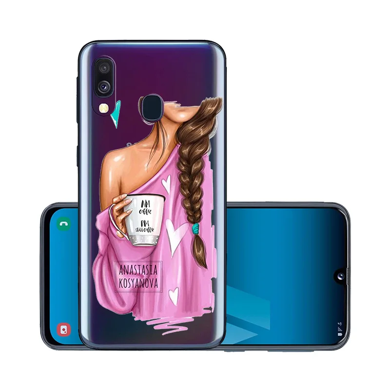 Модный мягкий чехол из ТПУ с рисунком супер мама девочка ребенок для Samsung A40 A 40